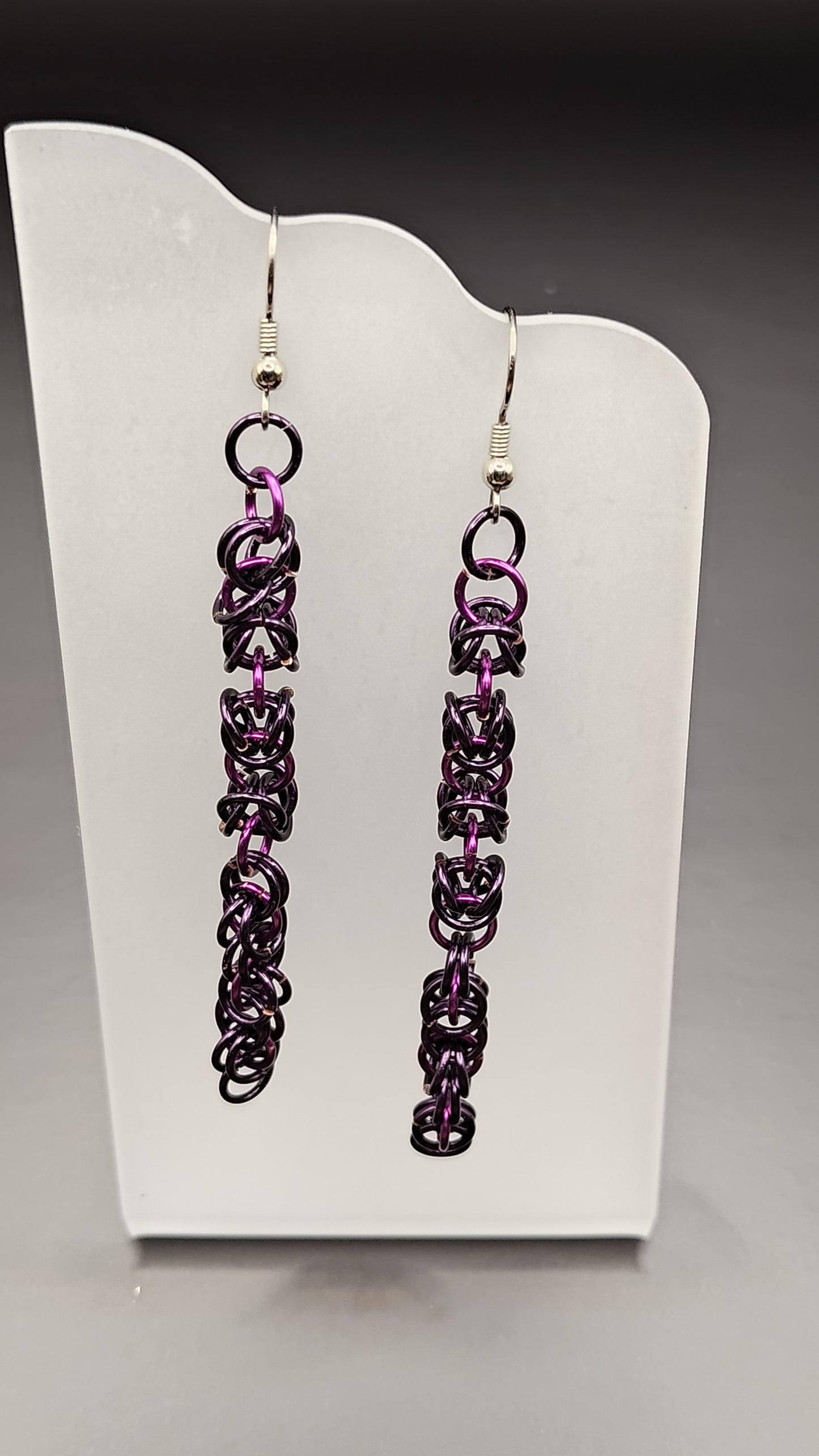 Purple and Pink Byzantine Chainmail Dangle Earrings