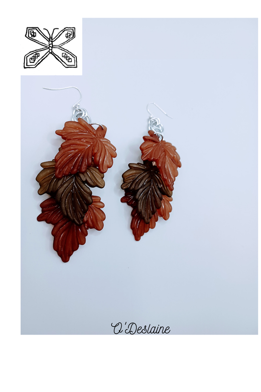 Helm Leaves Earrings Dark