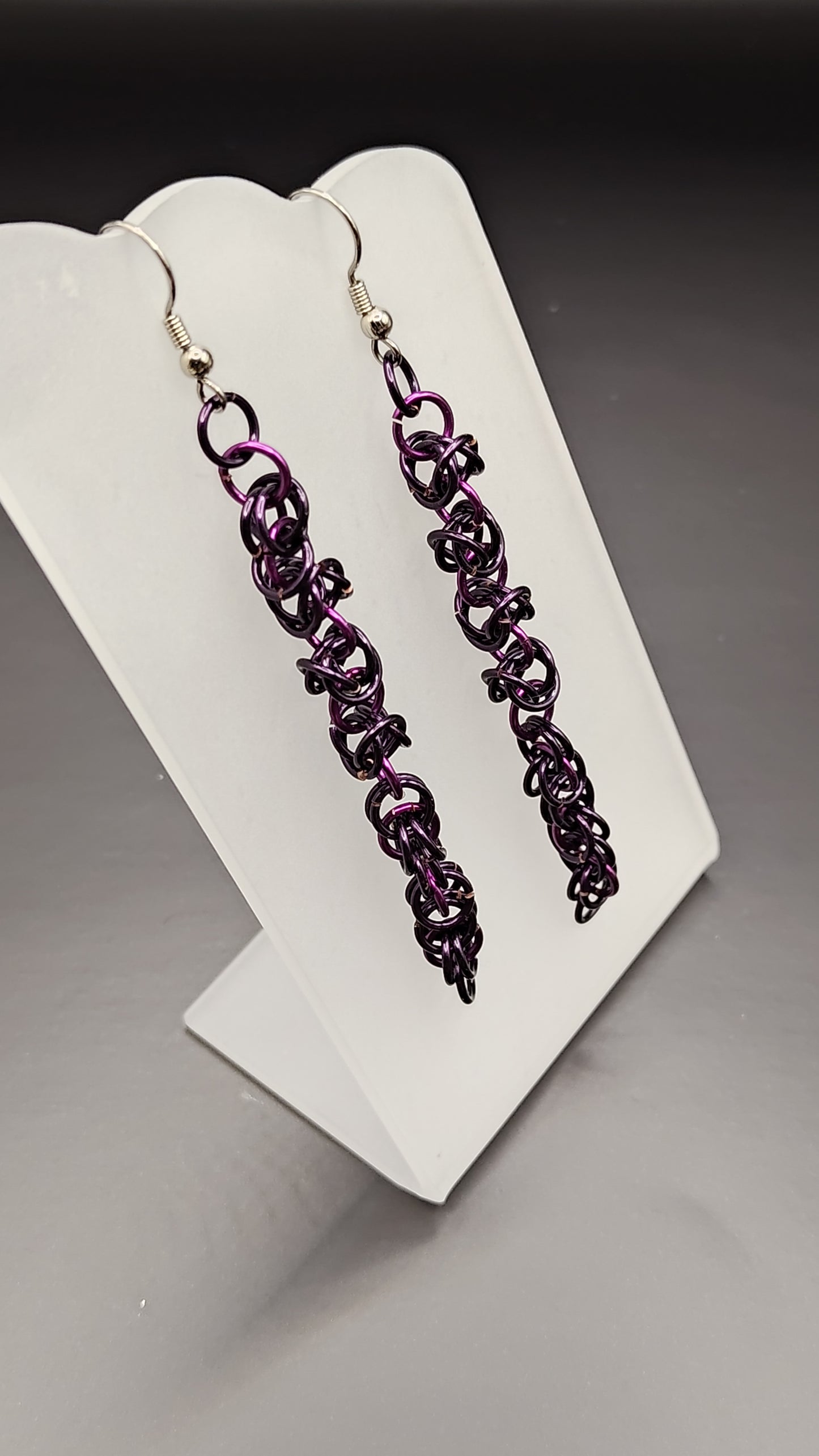 Purple and Pink Byzantine Chainmail Dangle Earrings