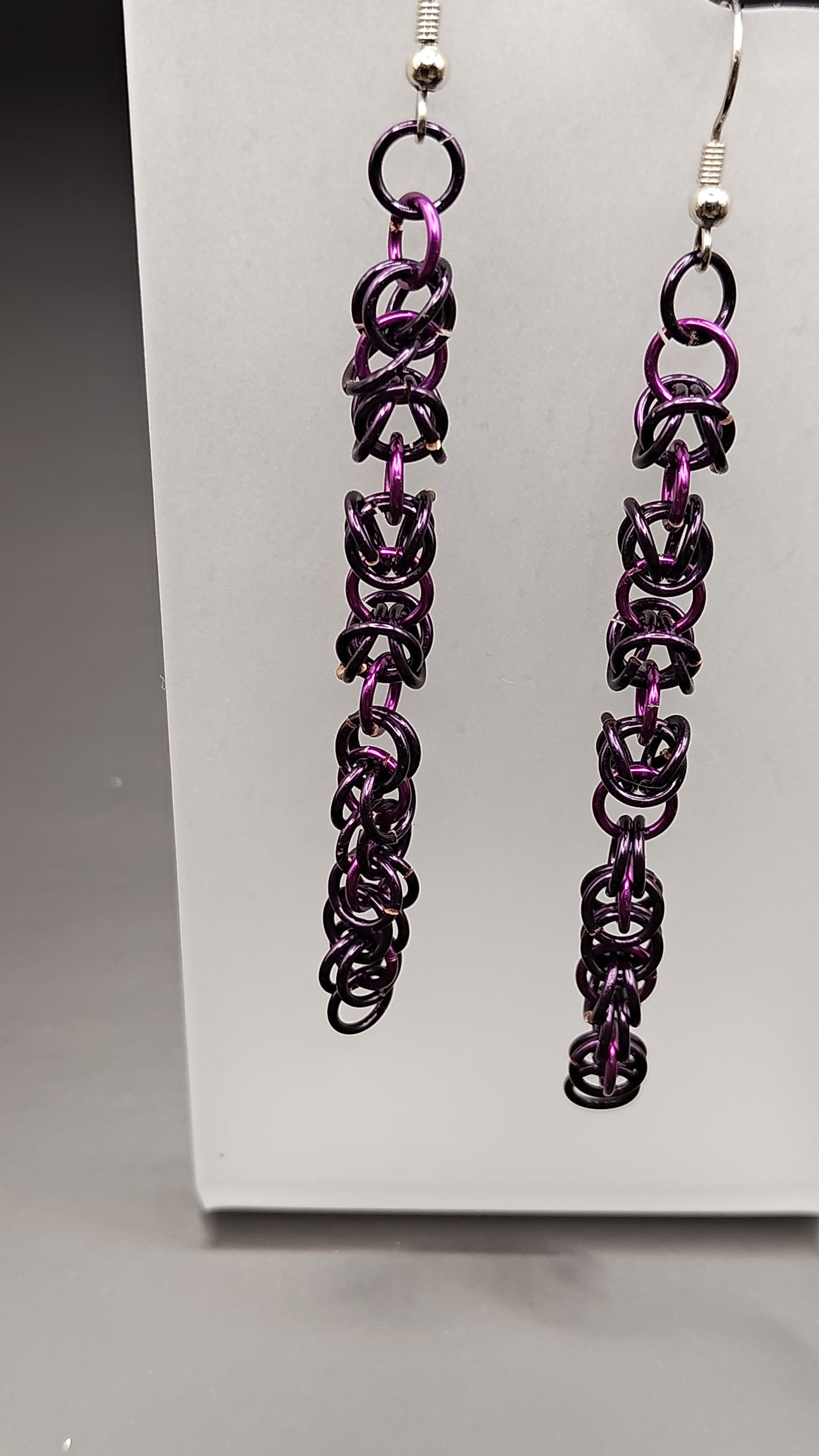 Purple and Pink Byzantine Chainmail Dangle Earrings