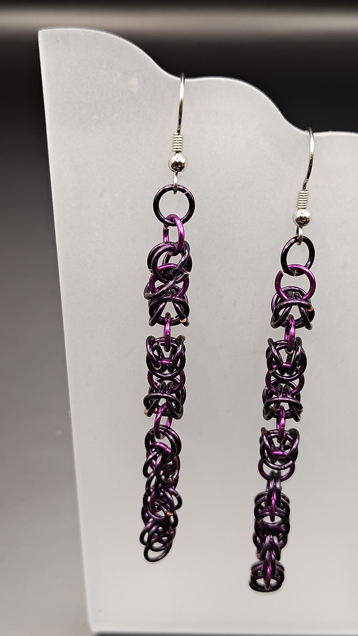 Purple and Pink Byzantine Chainmail Dangle Earrings