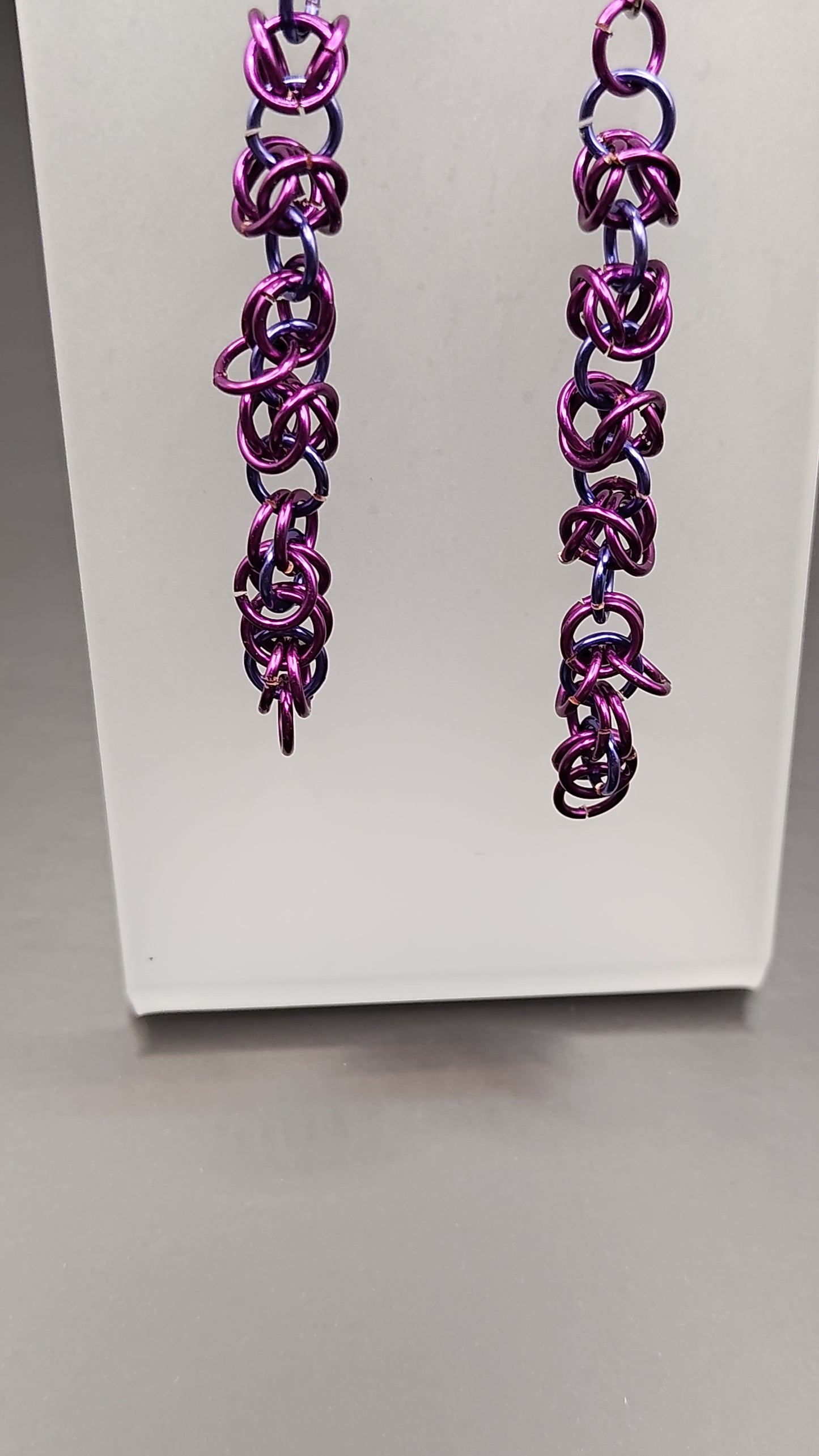 Pink and Purple Byzantine Chainmail Dangle Earrings