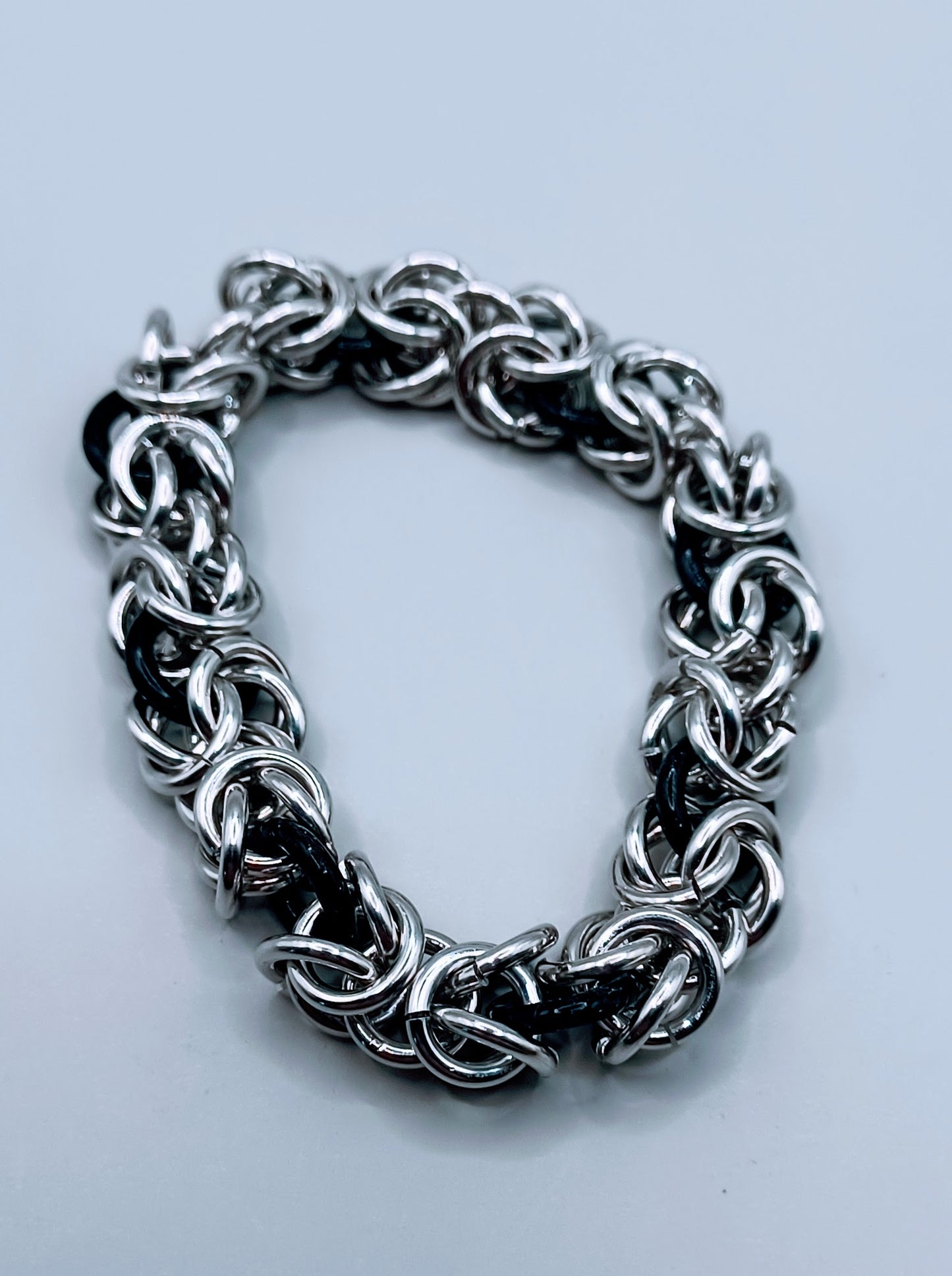 Black and Silver Byzantine Bracelet