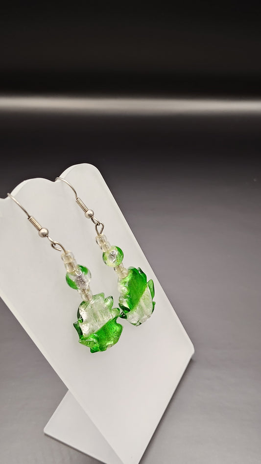 Glass Stain Color Bead Earrings