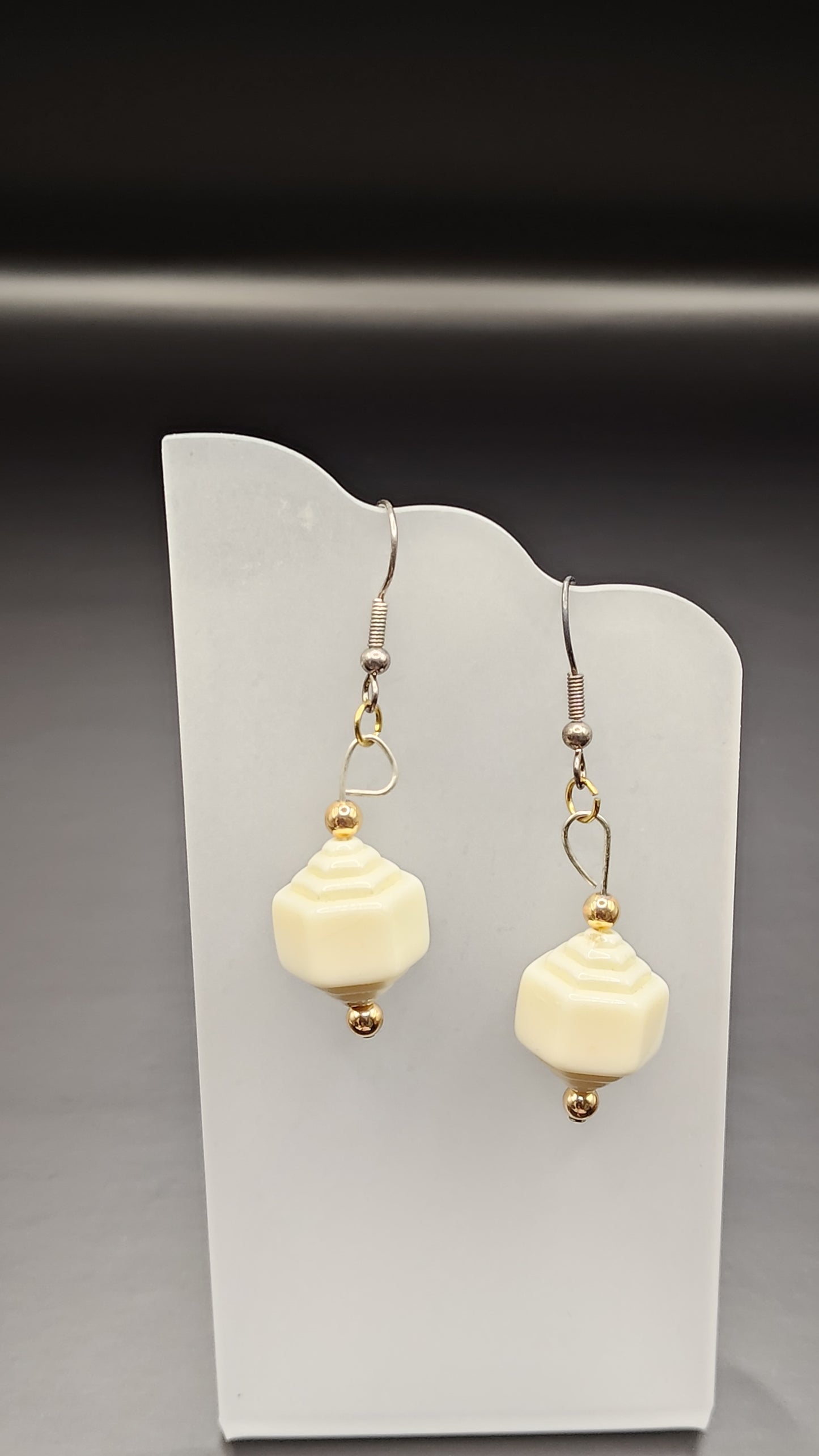White Bead Earrings