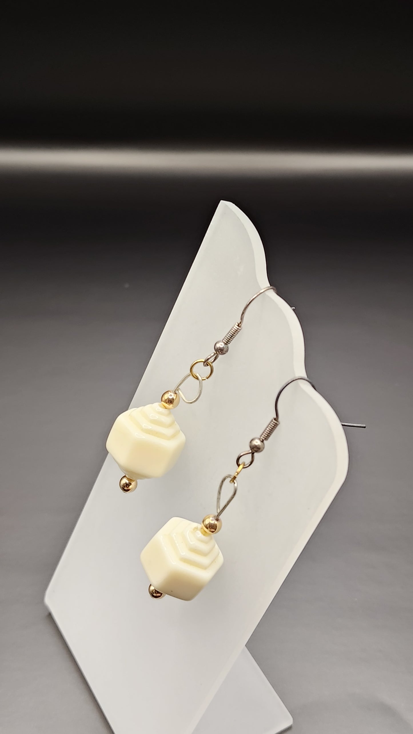 White Bead Earrings