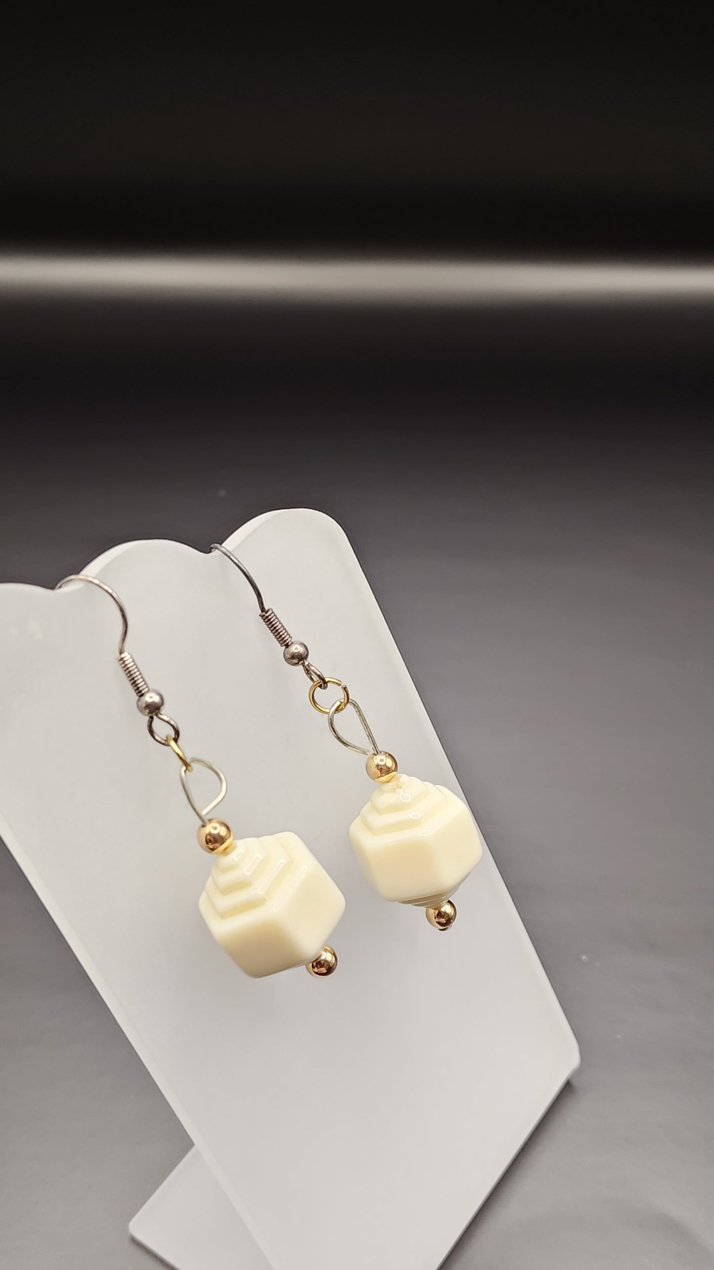 White Bead Earrings