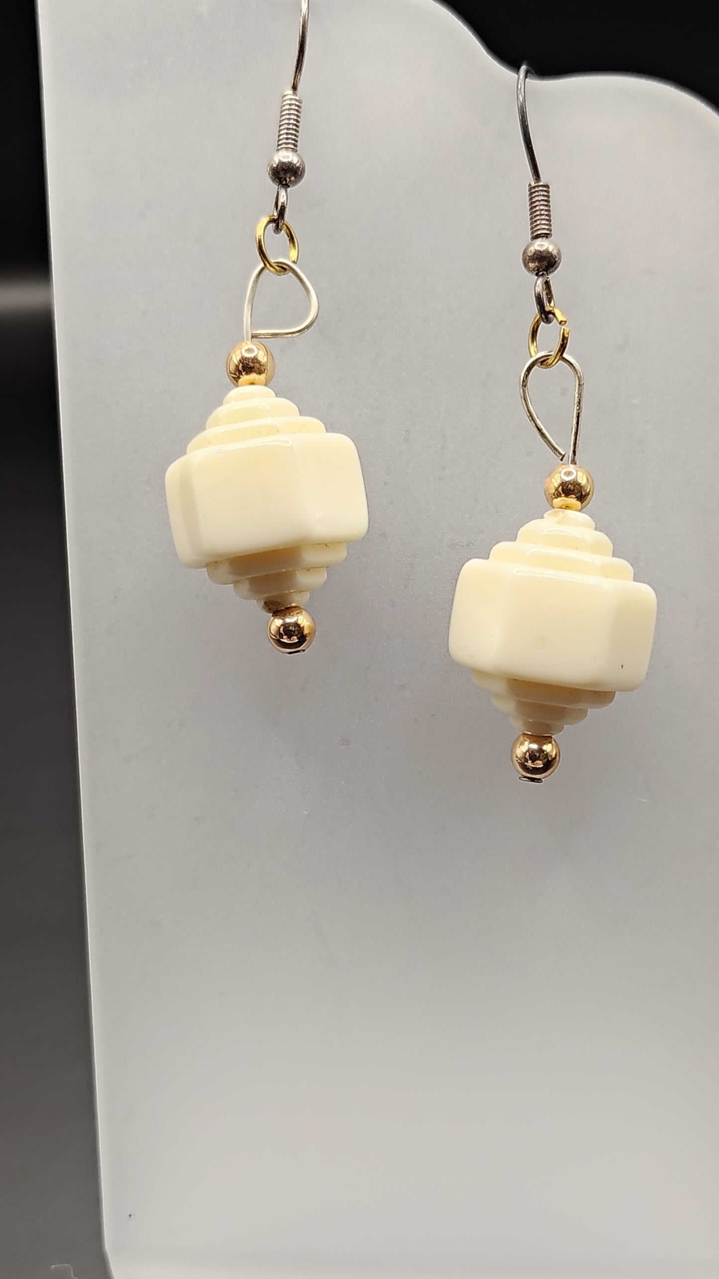 White Bead Earrings