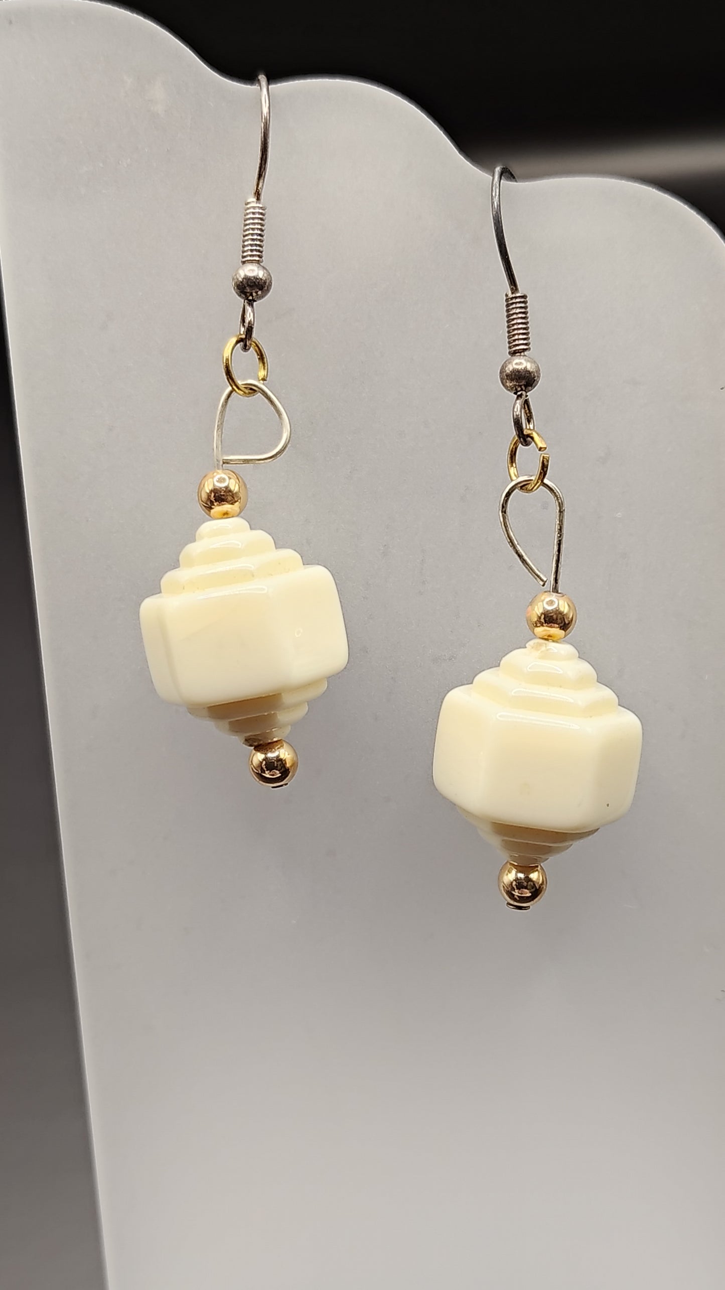 White Bead Earrings